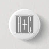 Editable Couples Initials | Weiß & Grau Button (Vorderseite)