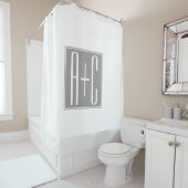 Editable Couples Initials | Weiß & Grau Duschvorhang (Beispiel)