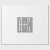 Editable Couples Initials | Weiß & Grau Geschenkpapier (Flach)