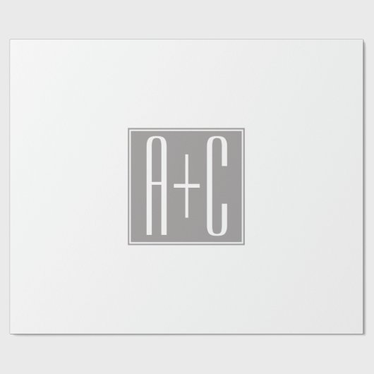 Editable Couples Initials | Weiß & Grau Geschenkpapier (Flach)