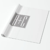 Editable Couples Initials | Weiß & Grau Geschenkpapier (Ungerollt)