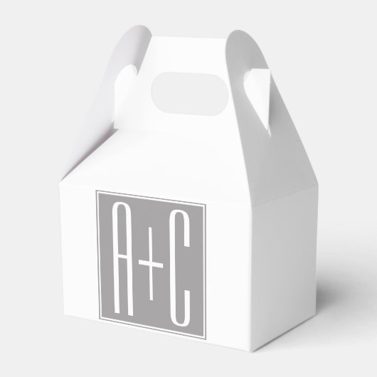 Editable Couples Initials | Weiß & Grau Geschenkschachtel (Vorderseite)