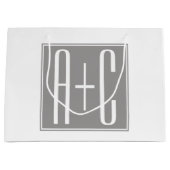Editable Couples Initials | Weiß & Grau Große Geschenktüte (Vorderseite)