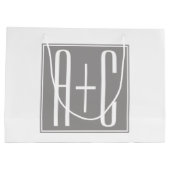 Editable Couples Initials | Weiß & Grau Große Geschenktüte (Rückseite)