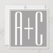 Editable Couples Initials | Weiß & Grau Magneteinladung (Vorderseite)