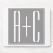 Editable Couples Initials | Weiß & Grau Mousepad (Vorne)