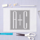 Editable Couples Initials | Weiß & Grau Seidenpapier (Handwerk)