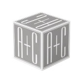 Editable Couples Initials | Weiß & Grau Würfel (Rückseite Schrägansicht)