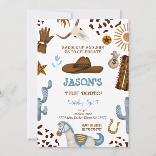 Editable Cowboy Birthday Einladung (Vorderseite)