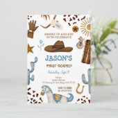 Editable Cowboy Birthday Einladung (Stehend Vorderseite)