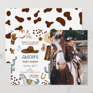 Editable Cowboy Birthday Foto Einladung