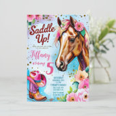 Editable Cowgirl Birthday Einladung Template Girl (Stehend Vorderseite)