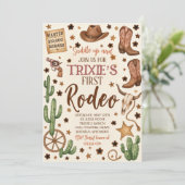 Editable Cowgirl Geburtstagsparty Einladung (Stehend Vorderseite)