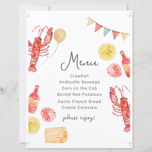 Editable Crawfish Menu Sign (Vorderseite)