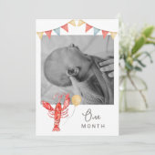 Editable Crawfish Monthly Photo Banner Card Einladung (Stehend Vorderseite)