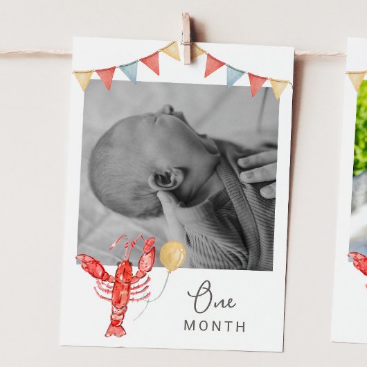 Editable Crawfish Monthly Photo Banner Card Einladung