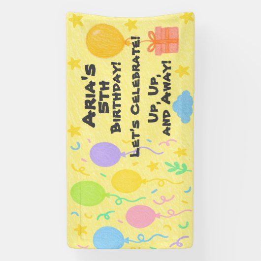 Editable Crayon Style - Balloon Bash Birthday Banner (Vertikal)