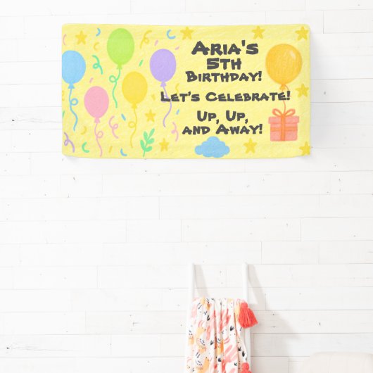 Editable Crayon Style - Balloon Bash Birthday Banner (InSitu)