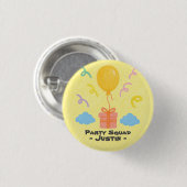 Editable Crayon Style – Balloon Bash Birthday Button (Vorne & Hinten)