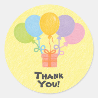 Editable Crayon Style – Balloon Bash Birthday Runder Aufkleber