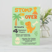 Editable Crayon Style – Dinosaur Roarsome Birthday Einladung (Stehend Vorderseite)