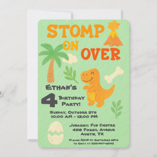 Editable Crayon Style – Dinosaur Roarsome Birthday Einladung