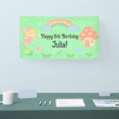 Editable Crayon Style - Fairy Mushroom Forest Banner (Messe)