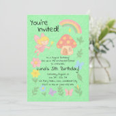 Editable Crayon Style - Fairy Mushroom Forest Einladung (Stehend Vorderseite)