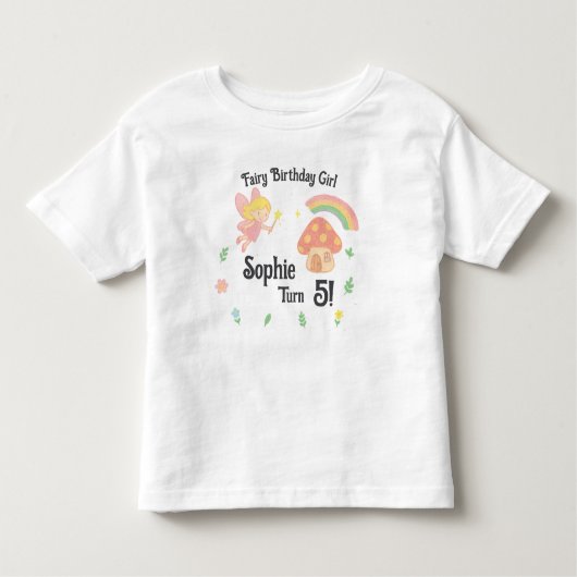 Editable Crayon Style – Fairy Mushroom Forest Kleinkind T-shirt (Vorderseite)