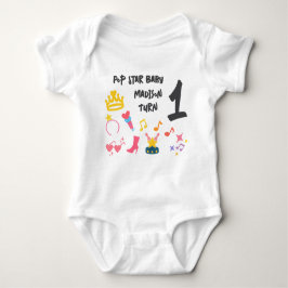 Editable Crayon Style - Pop Star Diva Birthday Baby Strampler