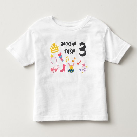 Editable Crayon Style - Pop Star Diva Birthday Kleinkind T-shirt (Vorderseite)