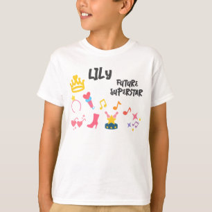 Editable Crayon Style - Pop Star Diva Geburtstagsk T-Shirt