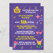 Editable Crayon Style - Pop Star Diva Party Einladung (Vorne/Hinten)