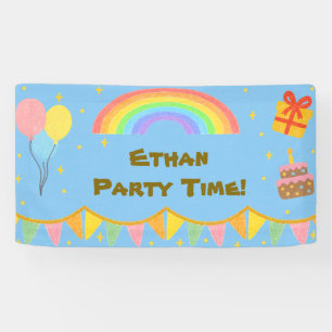 Editable Crayon Style - Rainbow Celebration Banner