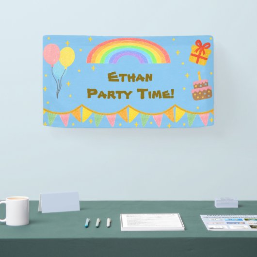 Editable Crayon Style - Rainbow Celebration Banner (Messe)