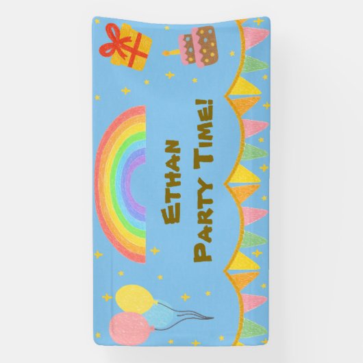 Editable Crayon Style - Rainbow Celebration Banner (Vertikal)