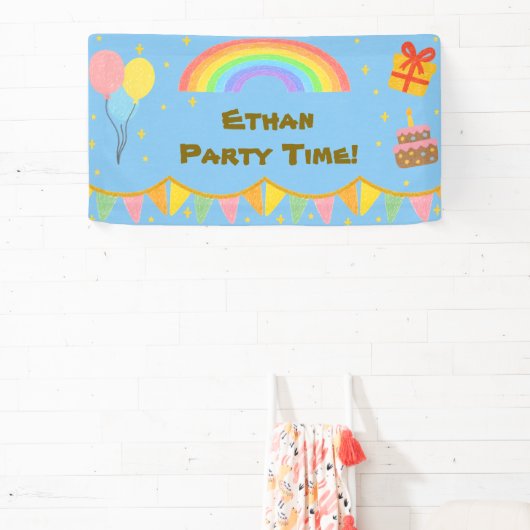 Editable Crayon Style - Rainbow Celebration Banner (InSitu)