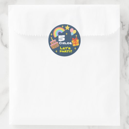 Editable Crayon Style - Rainbow Celebration Runder Aufkleber (Tasche)