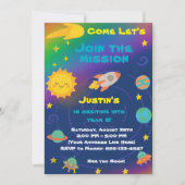 Editable Crayon Style – Solar System Birthday Einladung (Vorderseite)