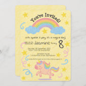 Editable Crayon Style - Unicorn Dream Sparkle Einladung (Vorne/Hinten)