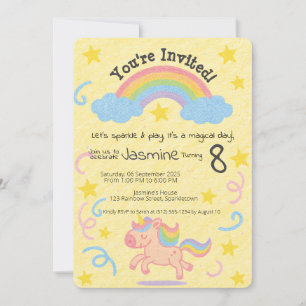 Editable Crayon Style - Unicorn Dream Sparkle Einladung