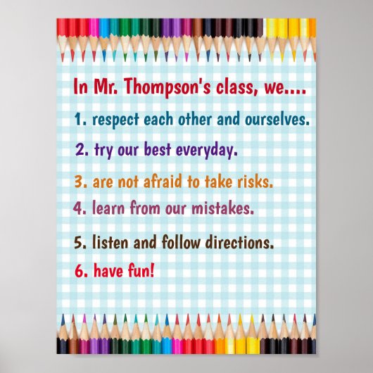 Editable Crayons Classroom Rules Poster (Vorne)