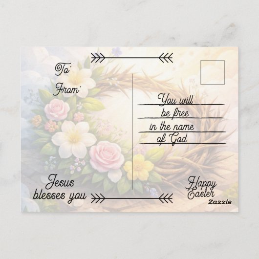 Editable Crown of Thorns Easter Postcard Postkarte (Rückseite)