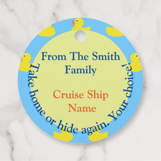Editable Cruise Duck Geschenkanhänger (Rückseite)