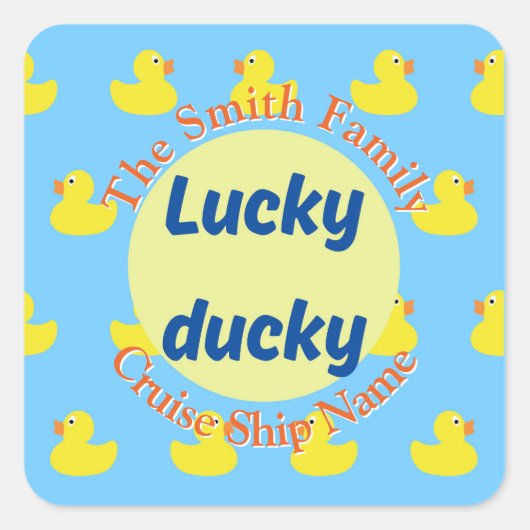 Editable Cruise Duck Quadratischer Aufkleber (Vorderseite)