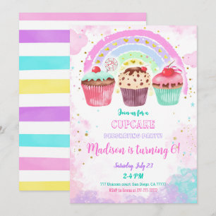 Editable Cupcake zum Geburtstag Einladung