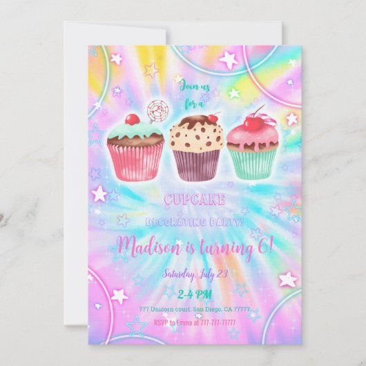 Editable Cupcake zum Geburtstag Einladung (Vorderseite)