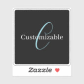 Editable Curry Script Monogram Black White Aufkleber (Blatt)