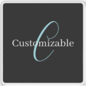 Editable Curry Script Monogram Black White Aufkleber (Vorderseite)