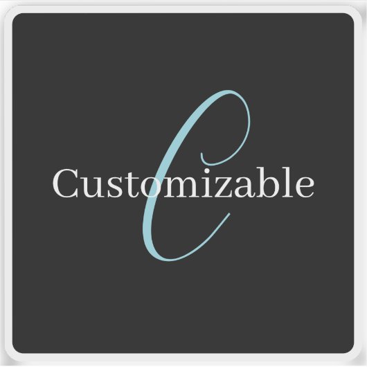 Editable Curry Script Monogram Black White Aufkleber (Vorderseite)